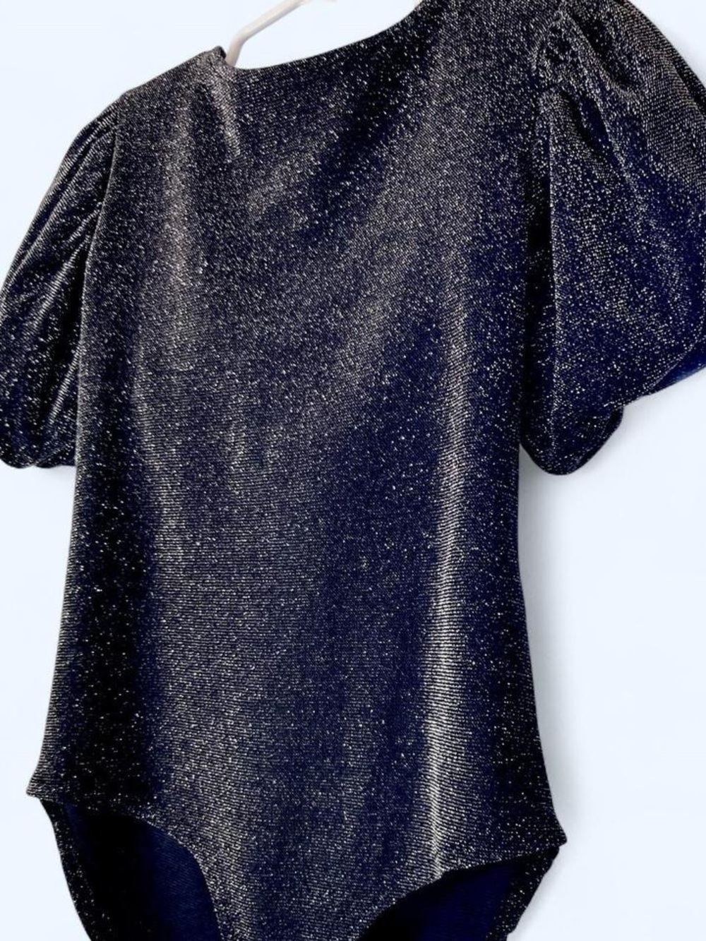 Zara girls shimmer black bodysuit with  heart beaded detail and open back 11-12